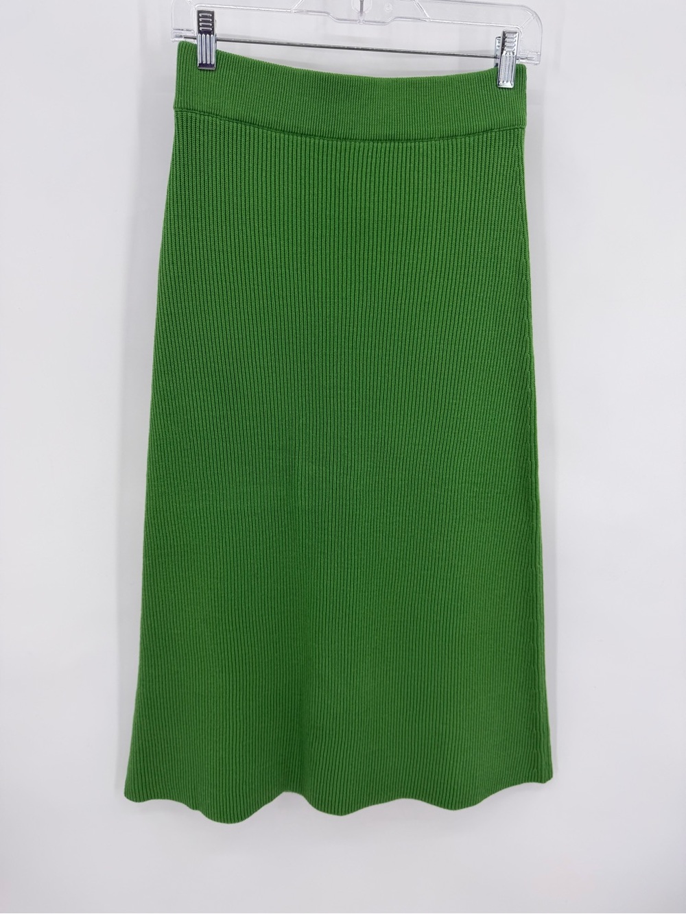 Sezane Naelle Midi Skirt Wool Cotton Blend Green Size M